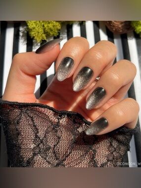 Black to Silver Ombre Glitter Press-On Nails